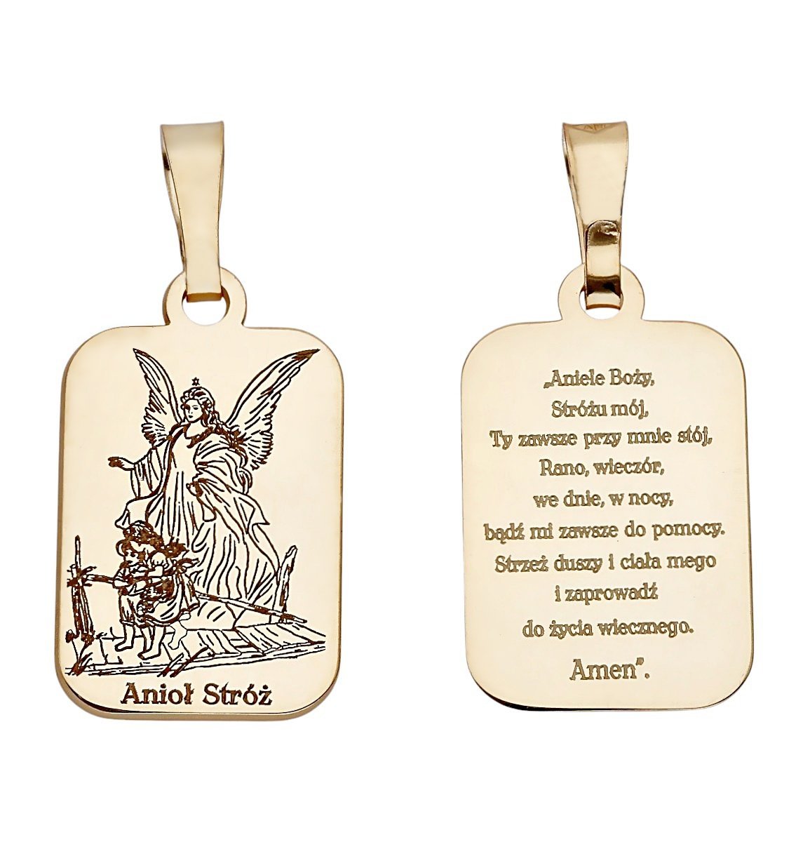 Medalik srebrny Ag 925 pozłacany Anioł Stróż MDC028G