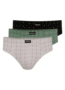 Majtki męskie slipy Classic Henderson 3-pak czarny, zielony khaki, jasnoszary XXL - Majtki męskie - miniaturka - grafika 1
