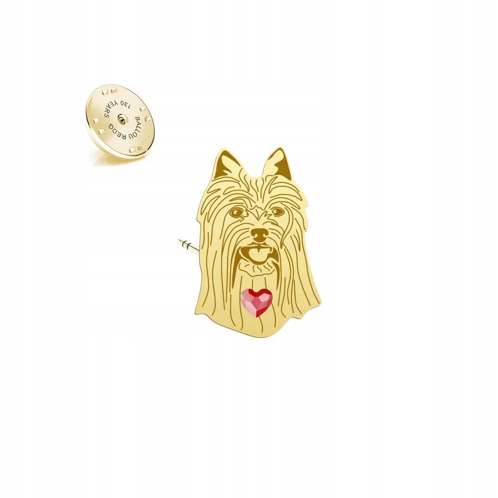Wpinka Złota z psem Australian Silky Terrier 925 Prezent Pin DEDYKACJA