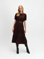 Sukienki - Midi sukienka w kolorze czekoladowego brązu - miniaturka - grafika 1