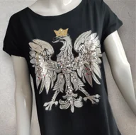 Koszulki i topy damskie - Koszulka z orłem i cekinami - czarny One size - miniaturka - grafika 1
