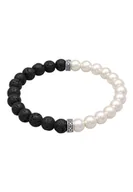 Bransolety męskie - KUZZOI Męskie korale Lava z syntetycznymi perłami w srebrze próby 925 Sterling Silver Biżuteria męska 1 ct - miniaturka - grafika 1