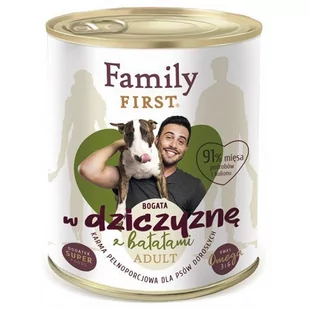 FAMILY FIRST - Mokra karma dla psa dorosłego DZICZYZNA Z BATATAMI puszka 800g - Mokra karma dla psów - miniaturka - grafika 1