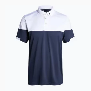 Koszulki sportowe męskie - Performance Peak Koszulka polo do golfa męska Peak Player Block granatowo-biała G77181070 - grafika 1