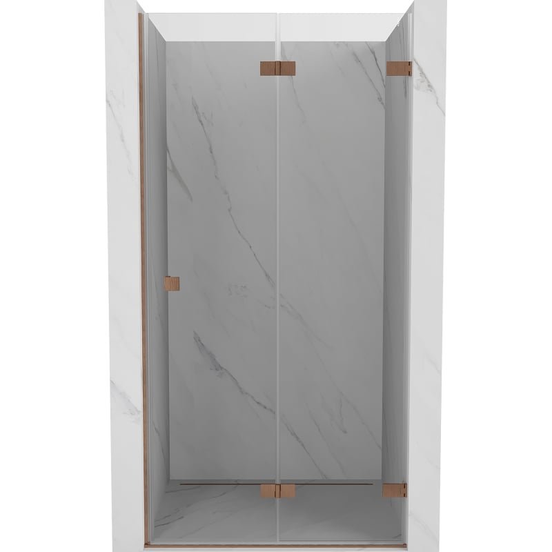 Mexen Lunar-F drzwi prysznicowe składane prawe 90 cm, transparent, miedź szczotkowana - 836-090-000-65-00-P