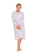 Bielizna nocna - KOSZULA NOCNA DAMSKA XL DŁUGI RĘKAW BAWEŁNIANA FIOLETOWA ROZPINANA LUŹNA - miniaturka - grafika 1