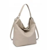 Torebki damskie - Beżowa Torebka Damska na Ramię Worek Shopper LUIGISANTO Skóra Ekologiczna - miniaturka - grafika 1