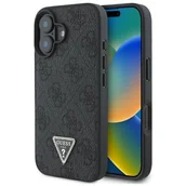 Etui i futerały do telefonów - Guess Leather 4G Triangle Strass do iPhone 16 Czarny - miniaturka - grafika 1