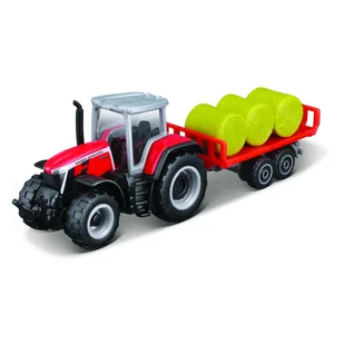 MAISTO TRAKTOR MASSEY FERGUSON 8S.265 CZERWONY + PRZYCZEPA Z BELAMI 15590 - Samochody i pojazdy dla dzieci - miniaturka - grafika 1