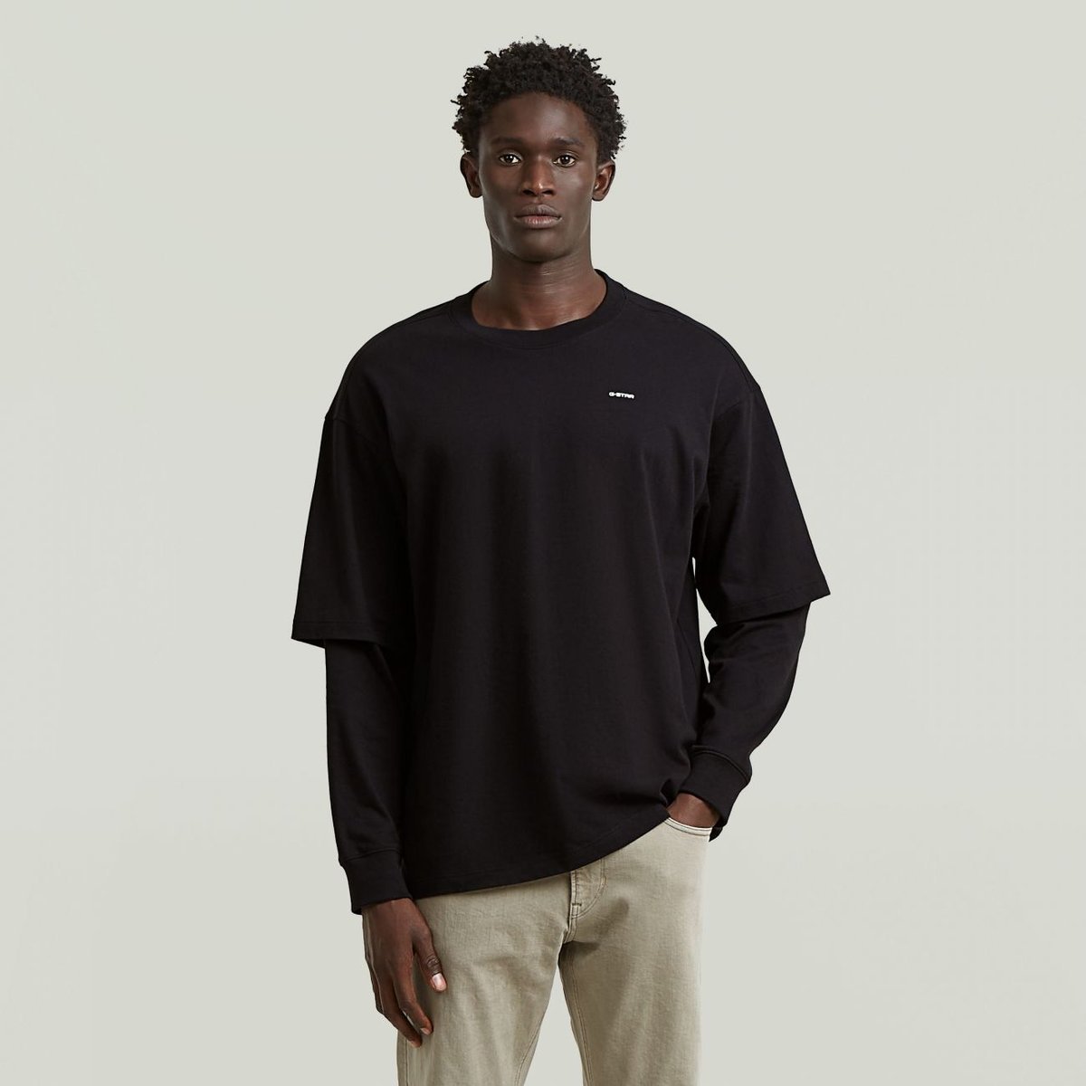 t-shirt uomo g-star d28600-e385 double sleeve loose r t 6484 black