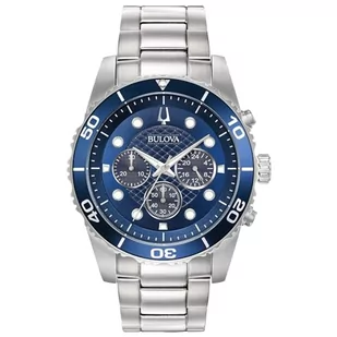 Zegarek Bulova Męski chronograf kwarcowy zegarek z paskiem ze stali nierdzewnej 98A209, Srebrny, bransoletka - Zegarki męskie - miniaturka - grafika 1