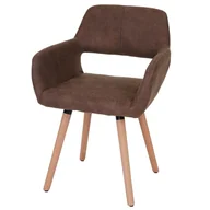 Krzesła - Krzesło do jadalni HWC-A50 II, krzesło kuchenne, design retro 50s ~ tkanina, vintage brąz, jasne nogi - miniaturka - grafika 1