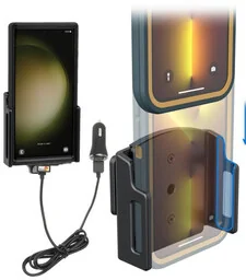 Uchwyt samochodowy USB-C do Samsung Galaxy A16 bez futerału oraz w futerale lub etui o wymiarach: 75-89 mm (szer.), 6-10 mm (grubość) z wbudowanym kablem USB-C oraz ładowarką samochodową obsługujący Android Auto. - Uchwyty samochodowe do telefonów - miniaturka - grafika 1