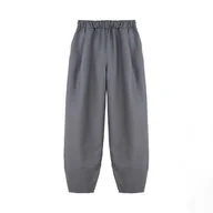 Spodnie sportowe damskie - Tormian - Wełniane szare spodnie ze zwężaną nogawką - miniaturka - grafika 1