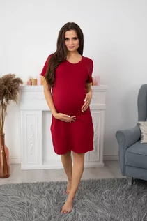 Bielizna ciążowa - Bawełniana koszula dla kobiet w ciąży - czerwona - grafika 1