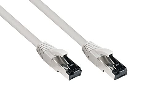 Good Connections Cat. 8.1 kabel krosowy - 10 m - S/FTP- 40 Gbit/s i 2000 MHz - przewód miedziany CU - bezhalogenowy LSZH - ochrona zatrzasków RNS - kabel sieciowy/kabel LAN - szary