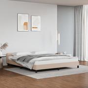 Łóżka - Lumarko Rama łóżka z zagłówkiem, cappuccino, 160x200 cm, sztuczną skórą - miniaturka - grafika 1