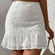 Spódnice - TEMU Spﾃｳdnica z Koronkﾄ� w Kwiaty dla Kobiet - Rozszerzany DoﾅＦk i Warstwowe SzczegﾃｳﾅＺ, Jednokolorowa Spﾃｳdnica Letnia do Prania w Pralce na Wiosnﾄ� - miniaturka - grafika 1