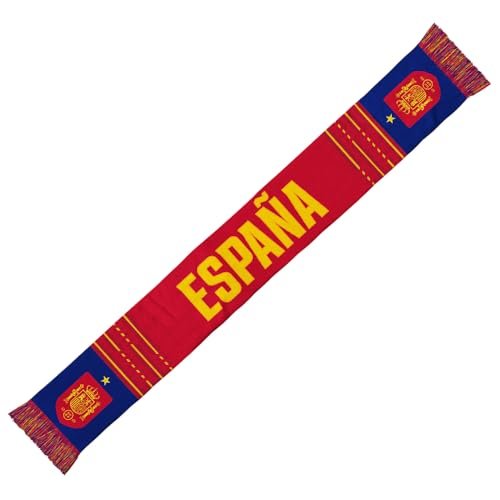 RFEF Szalik HISZPANIA 2026 - Oficjalny Szalik Hiszpańskiej Drużyny - Czerwony Wzór z Niebieskimi Paskami, 