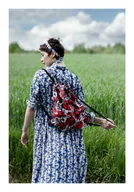 Torebki damskie - PLECAK /worek kwiatowy w autorski print MAKI + Chabry (100% sztywna bawełna) - miniaturka - grafika 1