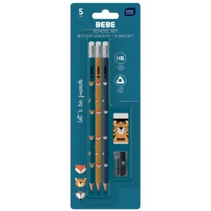 Ołówki grafionowe z gumką i temperówką. 3 sztuki. Tygrys - Ołówki - miniaturka - grafika 1