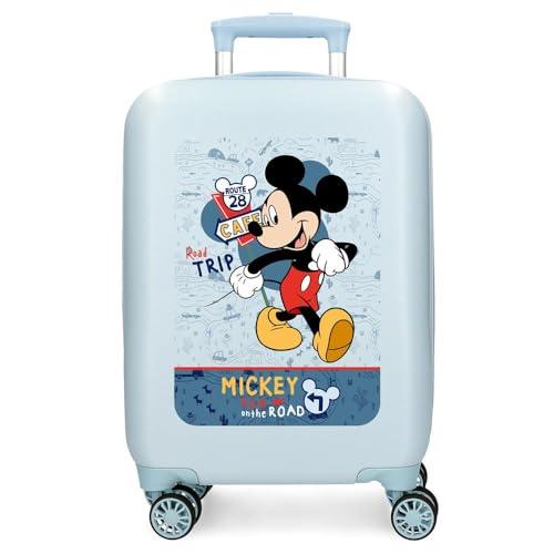 Joumma Disney Mickey Road Trip Walizka kabinowa niebieska 33 x 50 x 20 cm sztywny ABS zamek szyfrowy z boku 28,4 l 2 kg 4 koła podwójny bagaż ręczny, Niebieski, walizka kabinowa