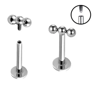 Kolczyk PIERCING labret SREBRNY z trzema kulkami. Helix Tragus TYTAN 1,2/6 - Kolczyki Kolczyk PIERCING labret SREBRNY z trzema kulkami. Helix Tragus TYTAN 1,2/6 - Kolczyki - miniaturka - grafika 1