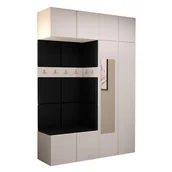 Meble do przedpokoju - Garderoba szafa z lustrem szafka na buty meble do przedpokoju z panelami tapicerowanymi ORION 19 dąb artisan biały grafit - miniaturka - grafika 1