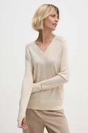 Swetry damskie - Calvin Klein sweter damski kolor beżowy lekki K20K207573 - miniaturka - grafika 1