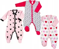 Pajacyki dla niemowląt - Pajac 3-pak Myszka RÓŻ /Serduszka małe /Serca r 56 KLEKLE - miniaturka - grafika 1
