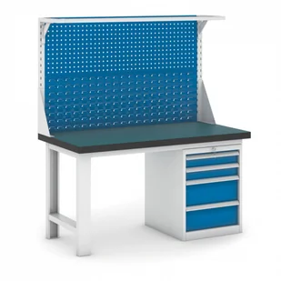 B2B Partner Stół warsztatowy GB z panelem i kontenerem szufladowym, 1500 mm 469139 - Stoły warsztatowe - miniaturka - grafika 1