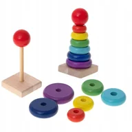 Sortery dla dzieci - KLOCKI DREWNIANE WIEŻA UKŁADANKA SORTER PIRAMIDKA DREWNIANA UKŁADANKA KULA - miniaturka - grafika 1