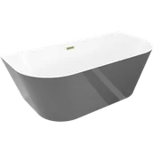 Wanny - Mexen Oval Slim wanna wolnostojąca przyścienna 170 x 80 cm, biała/szara, przelew złoty - 52661708062-50 - miniaturka - grafika 1