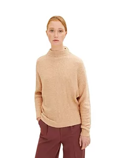 Swetry damskie - TOM TAILOR Denim Damski Sweter z dzianiny z rękawami nietoperza 1034322, 30849 - Light Sand Beige Melange, XL - grafika 1