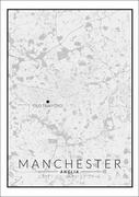 Galeria Plakatu, Manchester, OldTrafford mapa czarno biała, 42x59,4 cm