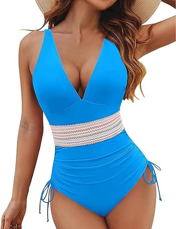 Damski Kostium Kąpielowy Jednoczęściowy Modelujący Brzuch Niebieski S