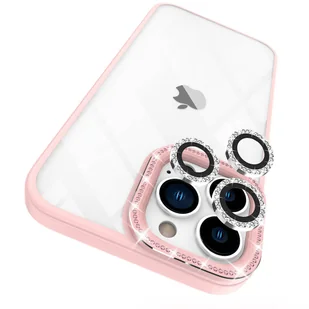 Kingxbar Sparkle Series etui iPhone 13 Pro z kryształami obudowa pokrowiec na tył plecki różowy - Etui i futerały do telefonów - miniaturka - grafika 2