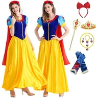 Stroje karnawałowe - Strój Kostium Sukienka Królewna Śnieżka Cosplay Berło Korona Rękawiczki 158/164 Cm (L) - miniaturka - grafika 1