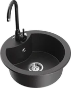 Zlewozmywaki z baterią - Mexen Diego zlewozmywak granitowy 1-komorowy z baterią kuchenną Telma, czarny nakrapiany - 6512-76-670200-70 - miniaturka - grafika 1