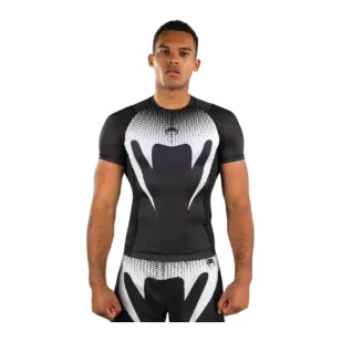 Venum Rashguard Krótki Rękaw Short Sleeve No Gi Black/White - Kimona, stroje i obuwie - miniaturka - grafika 1