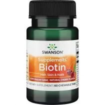 SWANSON Biotyna 5mg 60tab do ssania - suplement diety - Włosy, skóra, paznokcie - miniaturka - grafika 1