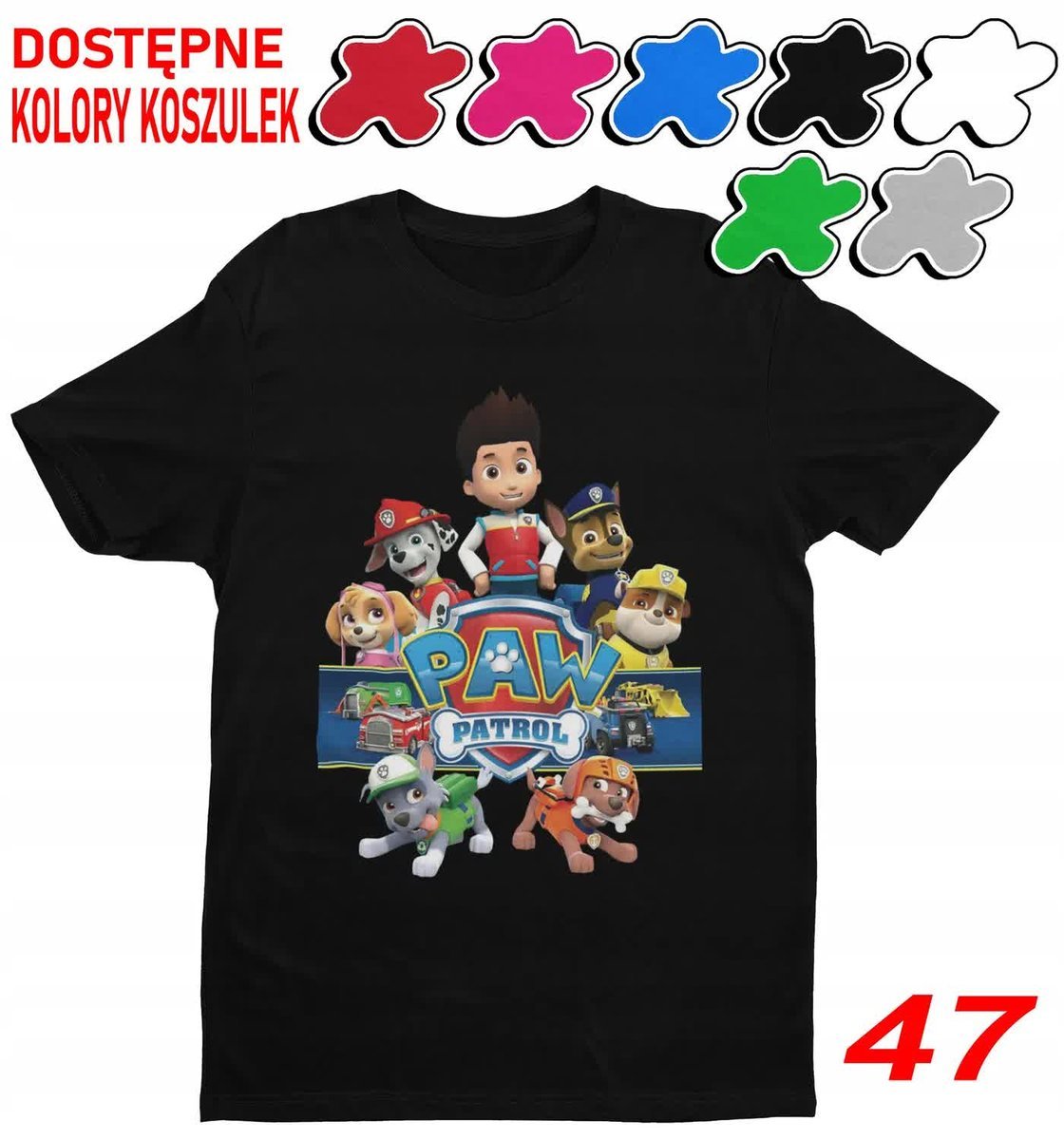 Dziecięca Koszulka Z Nadrukiem Psi Patrol Duży Wybór -M 134-140