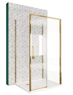 Złota kabina prysznicowa przyścienna drzwi rozsuwane 130x90 Rapid Slide Rea 10 - Kabiny prysznicowe - miniaturka - grafika 1