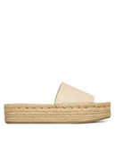 Espadryle damskie - Calvin Klein Espadryle Flatf Espa Mule Lth Mg HW0HW03027 Beżowy - miniaturka - grafika 1