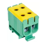 Bezpieczniki elektryczne - Złączka Szynowa Podwójna 50mm 4 Otw Żółto-zielona - miniaturka - grafika 1