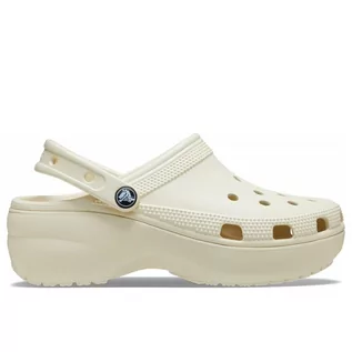 Klapki i japonki damskie - Crocs Klapki Classic Platform Clog 206750-2Y2 - beżowe - grafika 1