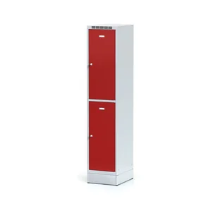 Alfa 3 Metalowa szafka ubraniowa 2-drzwiowa na cokole, drzwi czerwone, zamek obrotowy 1261741 - Szafki BHP - miniaturka - grafika 1