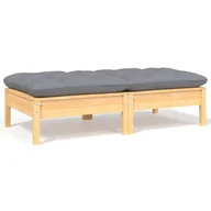 Sofy ogrodowe - shumee 2 osobowa sofa ogrodowa z szarymi poduszkami drewno sosnowe - miniaturka - grafika 1