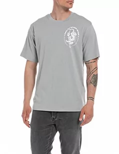 Replay T-shirt męski z krótkim rękawem z nadrukiem, 111 jasnoszary, XXL - Koszulki męskie - miniaturka - grafika 1