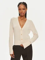 Swetry damskie - Calvin Klein Kardigan K20K207574 Beżowy Regular Fit - miniaturka - grafika 1